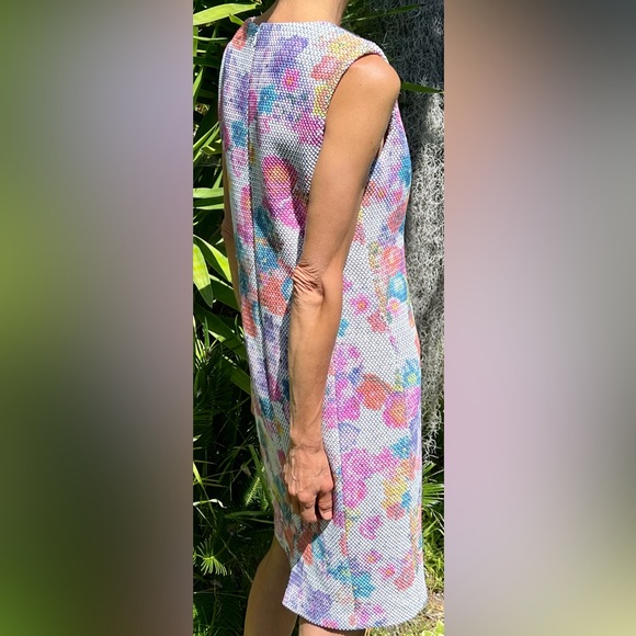 Worth New York White Azalea Coral Openweave Floral Print Sheath Dress M - Picture 5 of 15